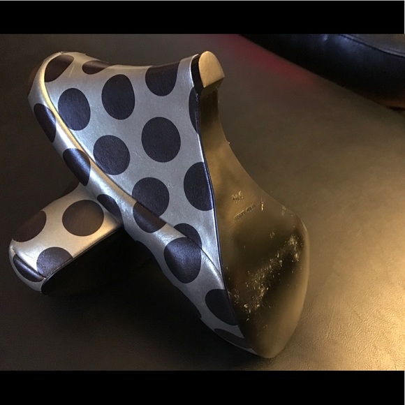 POUR LA VICTOIRE LEATHER POLKA DOT PLATFORM HEELS - Picture 12 of 12